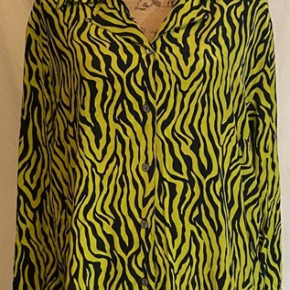 City Silk neon green zebra print size 2x NWT